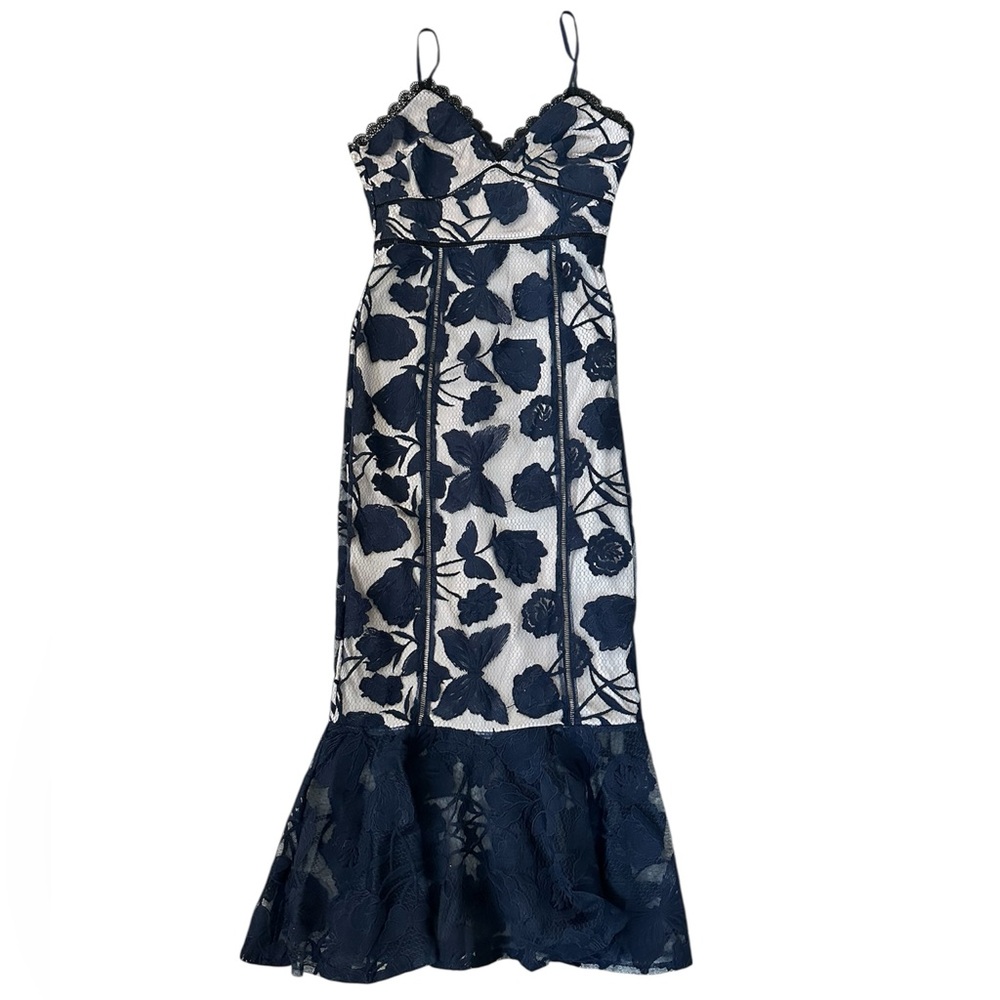 Lulu’s Navy Lace Blue Floral Dress NWT